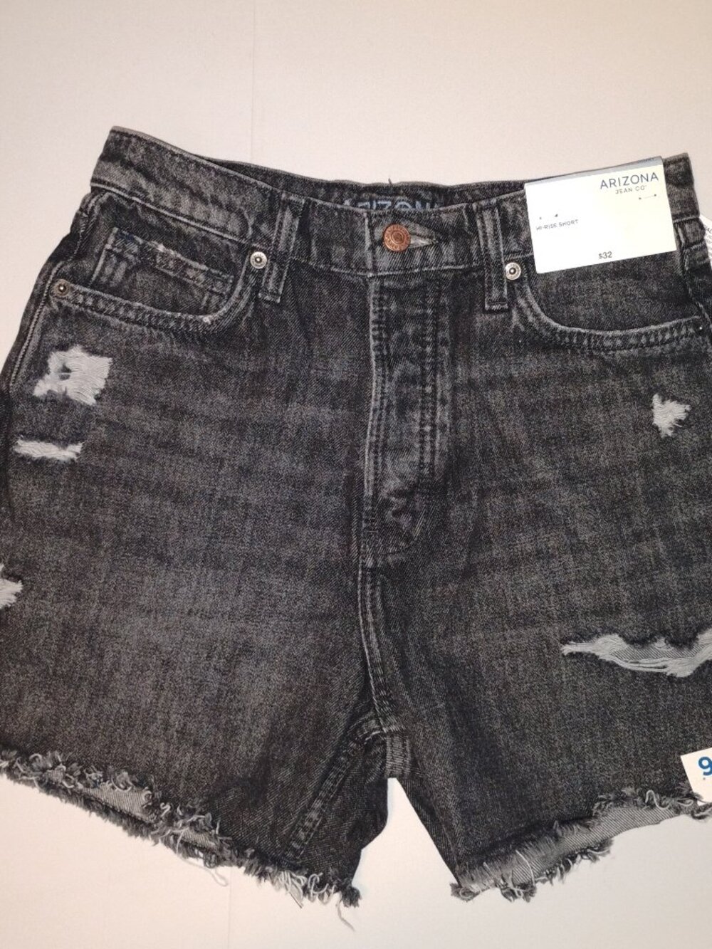 Arizona Jean Co | Black Pumice Distressed High Rise Cutoff Shorts | Size 9 | NWT
